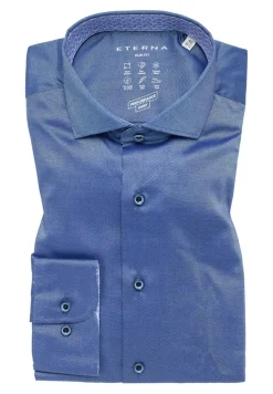 Performance Shirt Natté-Stretch Langarm blau