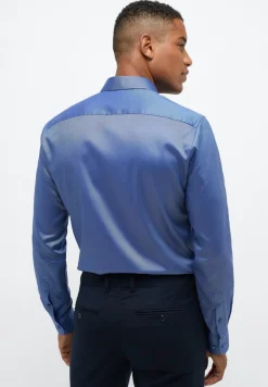 Performance Shirt Natté-Stretch Langarm blau