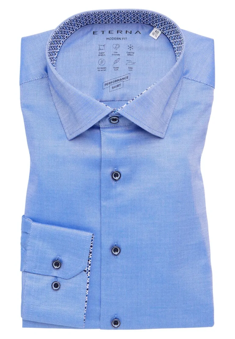Performance Shirt Natté-Stretch Langarm royal blau