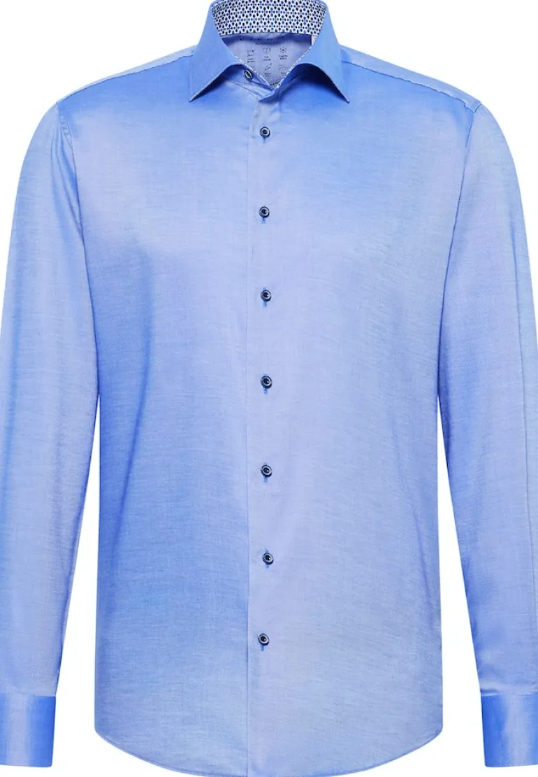 Performance Shirt Natté-Stretch Langarm royal blau