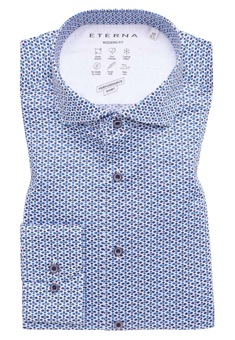 Performance Shirt Stretch Langarm blau