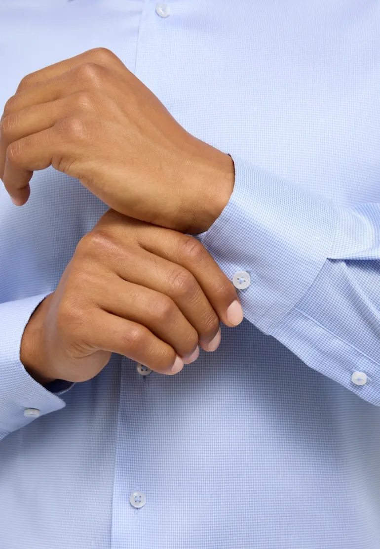 Performance Shirt Twill-Stretch Langarm hellblau