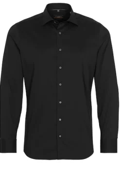 Performance Shirt Twill-Stretch Langarm schwarz