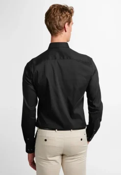 Performance Shirt Twill-Stretch Langarm schwarz