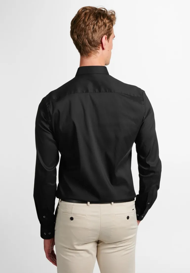 Performance Shirt Twill-Stretch Langarm schwarz