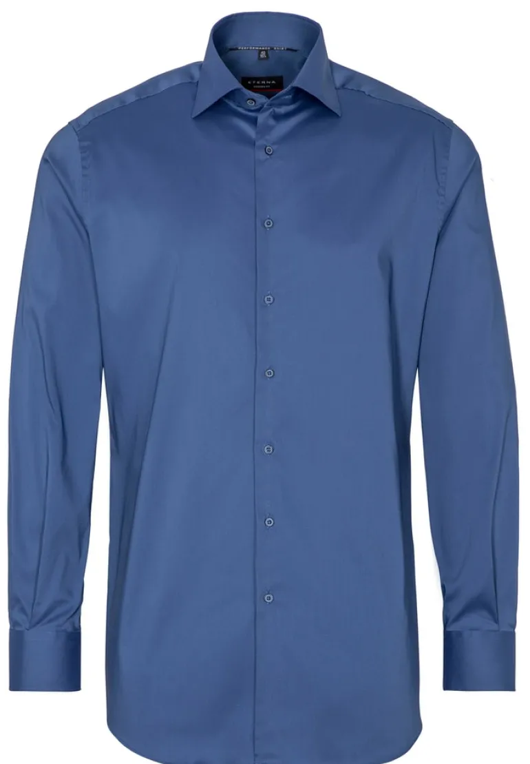 Performance Shirt Twill-Stretch Langarm blau1