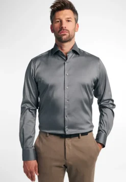 Performance Shirt Twill-Stretch Langarm silber
