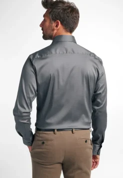Performance Shirt Twill-Stretch Langarm silber