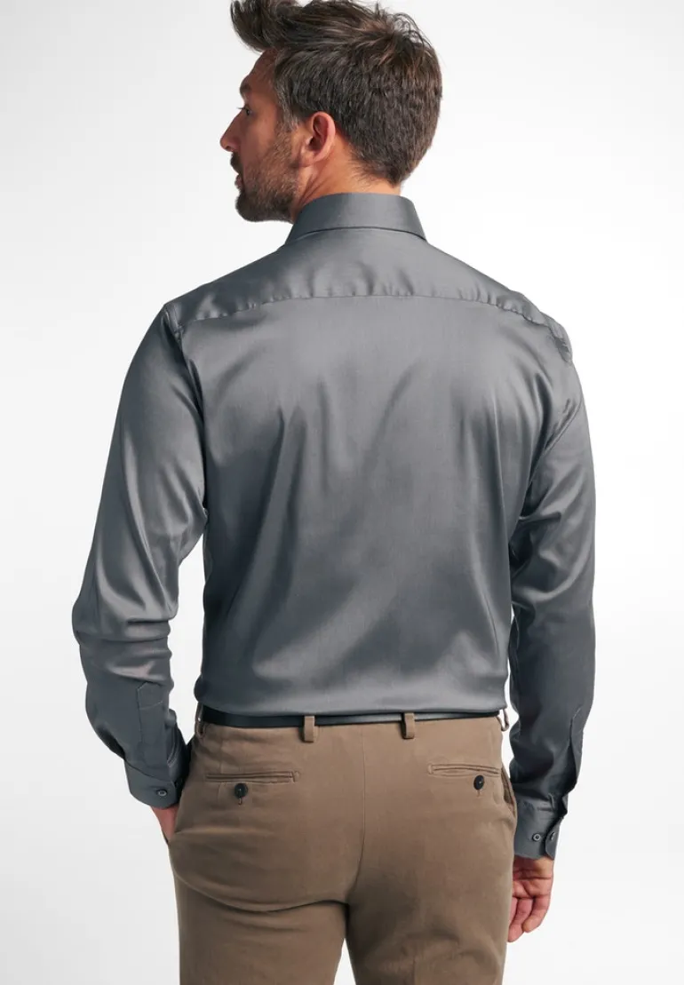Performance Shirt Twill-Stretch Langarm silber