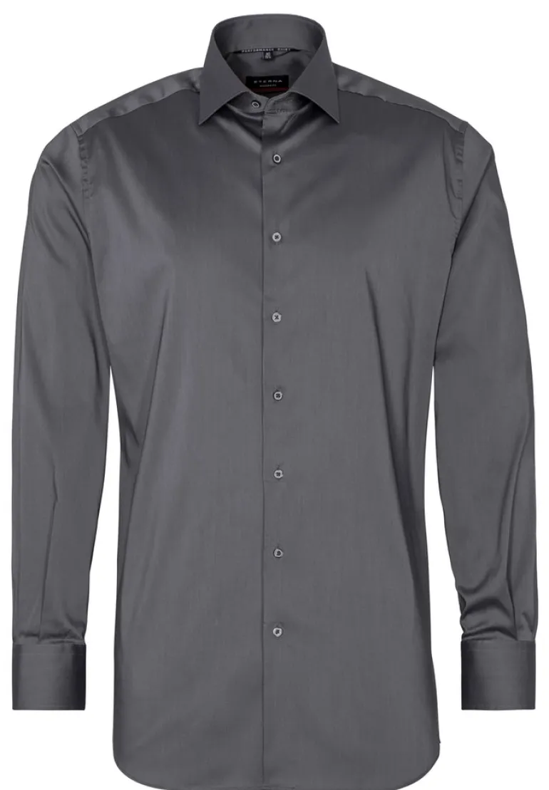 Performance Shirt Twill-Stretch Langarm silber