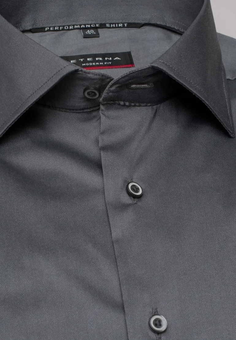 Performance Shirt Twill-Stretch Langarm silber