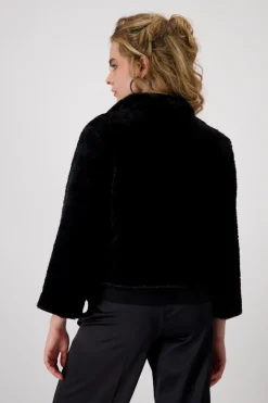 Persianer-Fake-Fur-Jacke schwarz