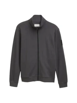 Piqué Sweatjacke mit Stehkragen ash grey