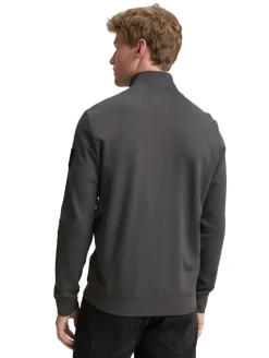 Piqué Sweatjacke mit Stehkragen ash grey