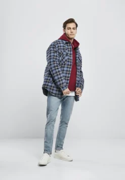 Plaid Quilted Shirt Jacket lightblue darkblue