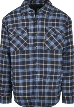 Plaid Quilted Shirt Jacket lightblue darkblue