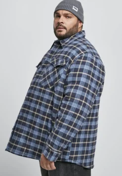 Plaid Quilted Shirt Jacket lightblue darkblue