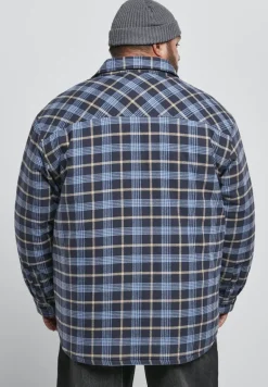 Plaid Quilted Shirt Jacket lightblue darkblue