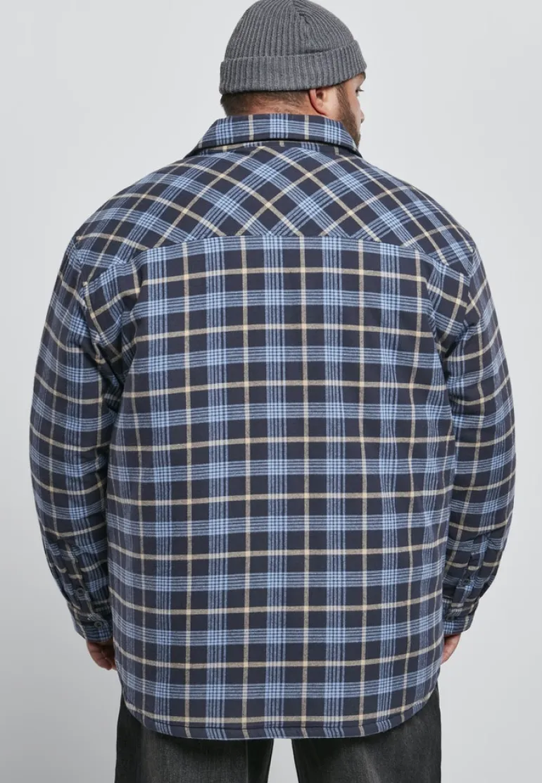 Plaid Quilted Shirt Jacket lightblue darkblue