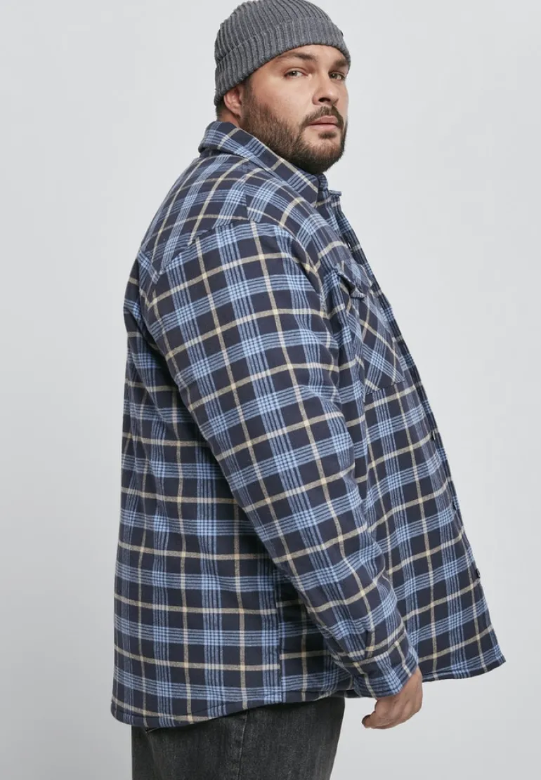 Plaid Quilted Shirt Jacket lightblue darkblue