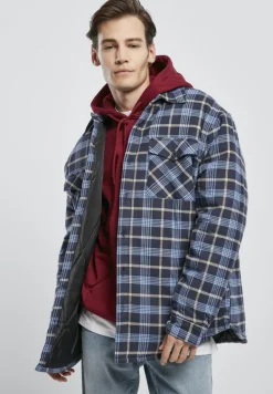 Plaid Quilted Shirt Jacket lightblue darkblue