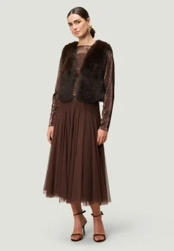 Plissee-Shirt strukturiert brownbrown