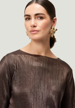 Plissee-Shirt strukturiert brownbrown