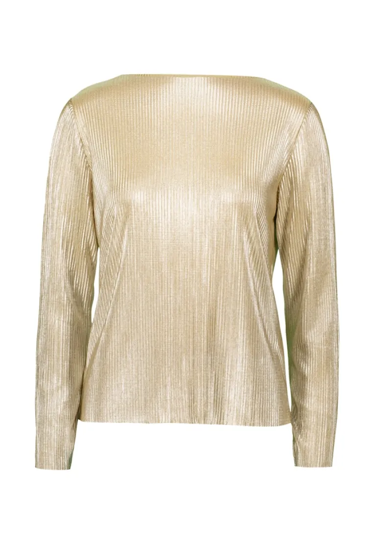 Plissee-Shirt strukturiert naturegold