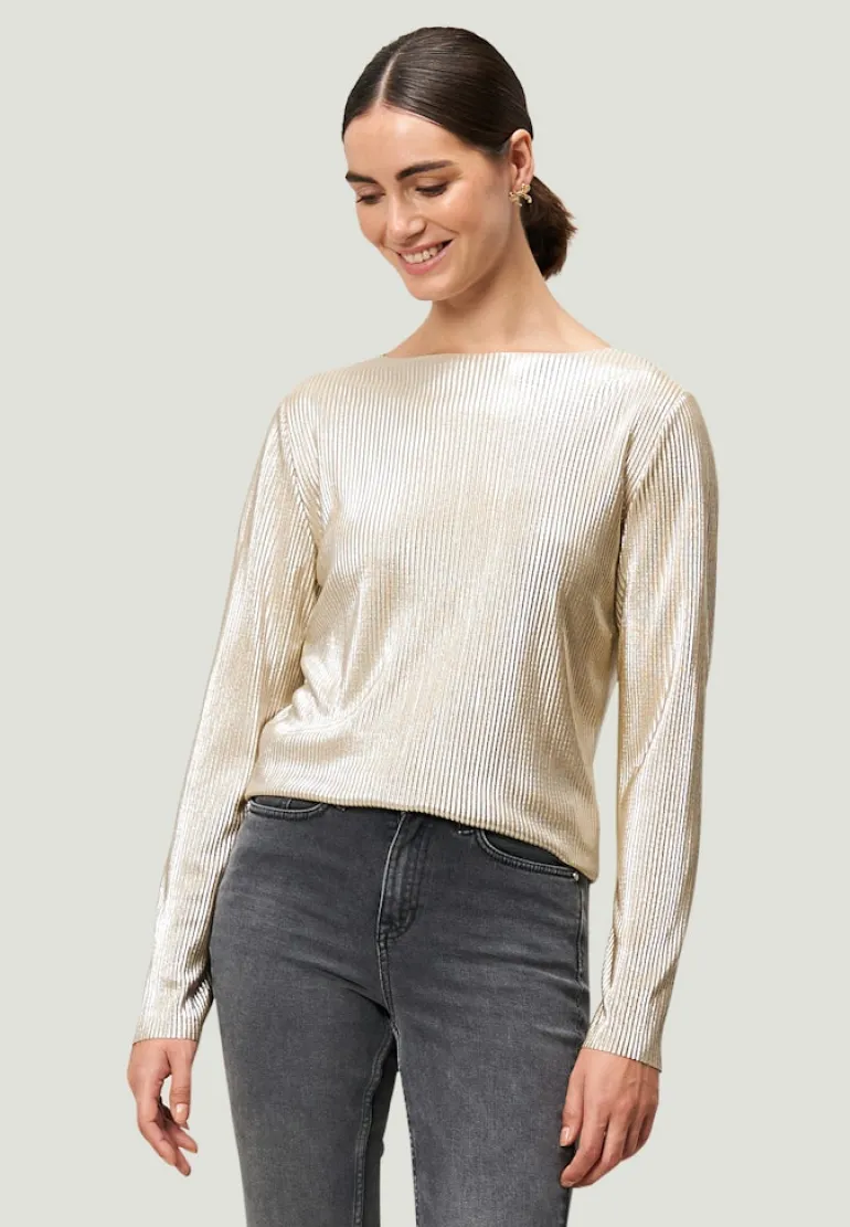Plissee-Shirt strukturiert naturegold