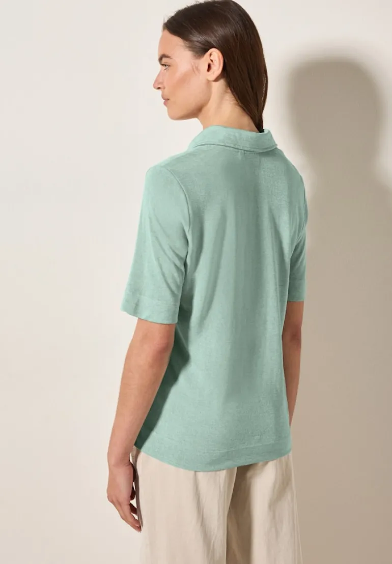 Poloshirt in Leinen-Optik ice sage green