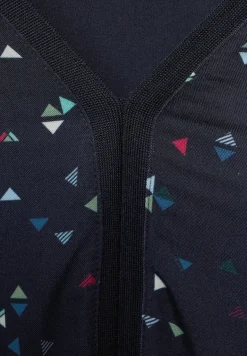 Printbluse im Materialmix night sky blue