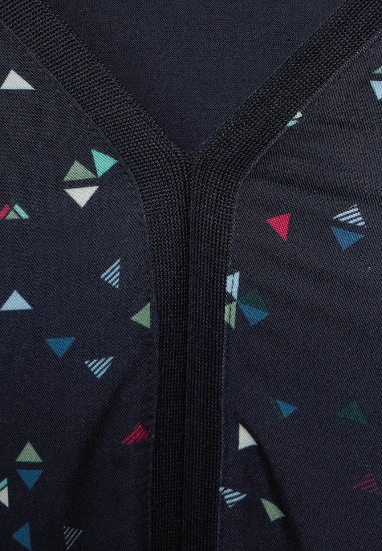 Printbluse im Materialmix night sky blue