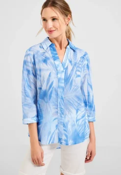 Printbluse in Light Cotton tranquil blue