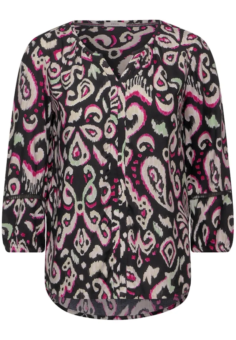 Print Tunika Bluse black