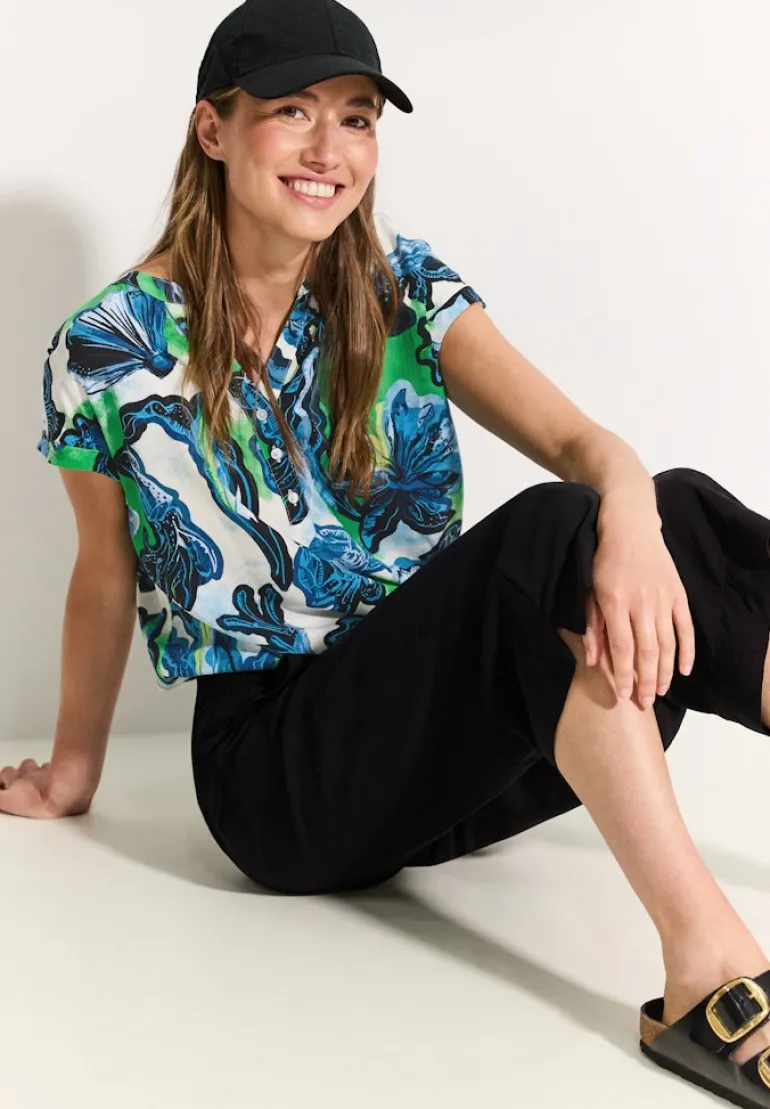 Print Viskose Bluse vanilla white