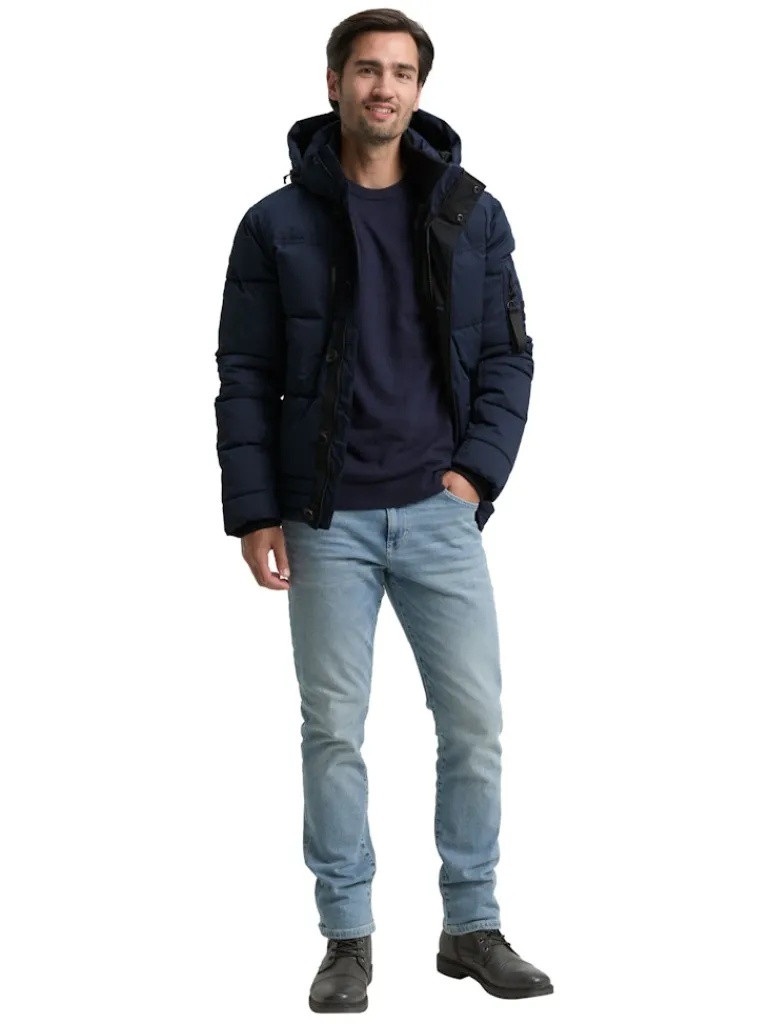 Puffer-Jacke mit abnehmbarer Kapuze sky captain blue
