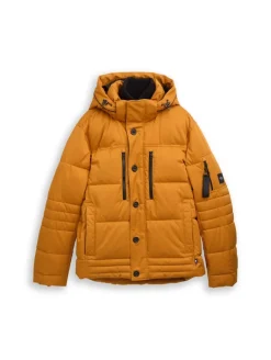 Puffer-Jacke mit abnehmbarer Kapuze peanut butter brown