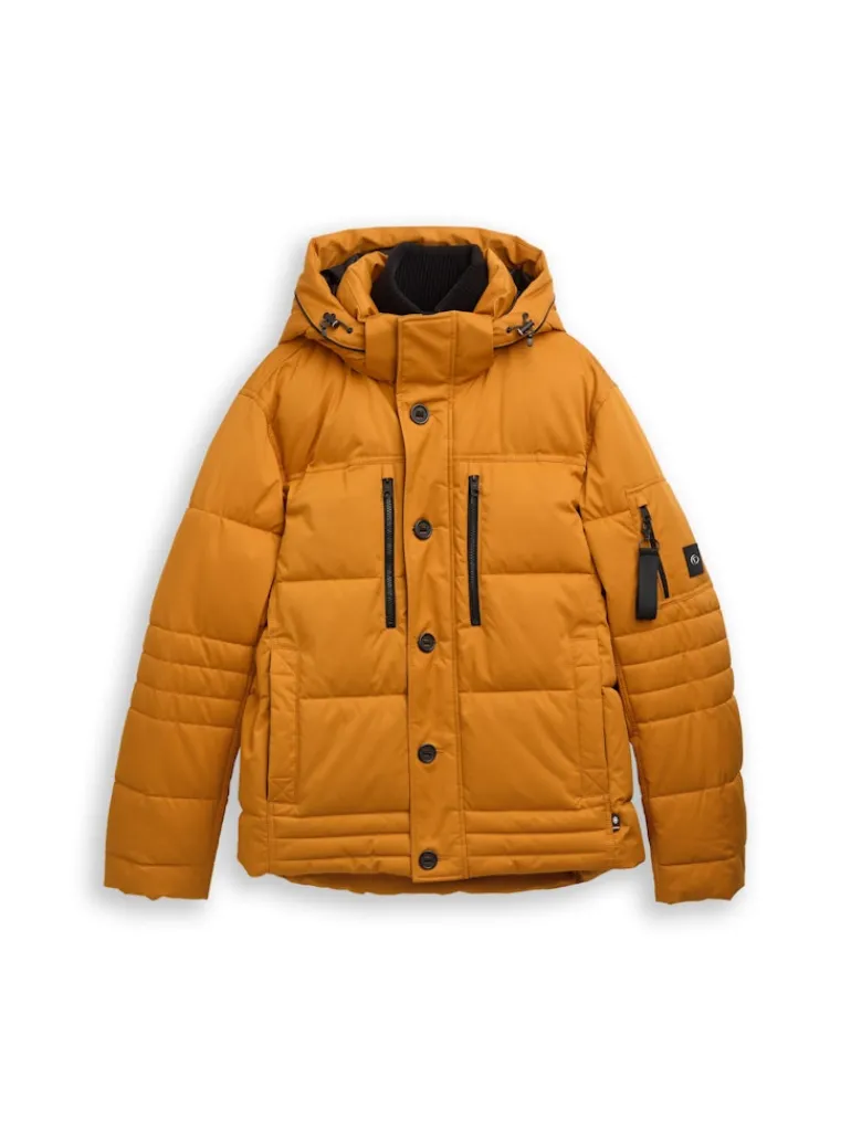 Puffer-Jacke mit abnehmbarer Kapuze peanut butter brown