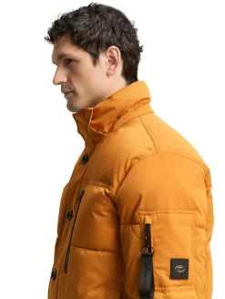 Puffer-Jacke mit abnehmbarer Kapuze peanut butter brown