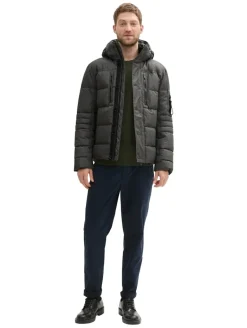Pufferjacke mit abnehmbarer Kapuze grey garment dye structure