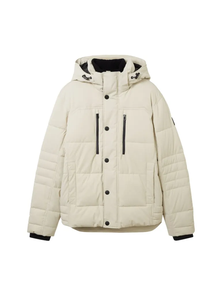 Pufferjacke mit abnehmbarer Kapuze beige alfalfa
