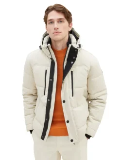Pufferjacke mit abnehmbarer Kapuze beige alfalfa