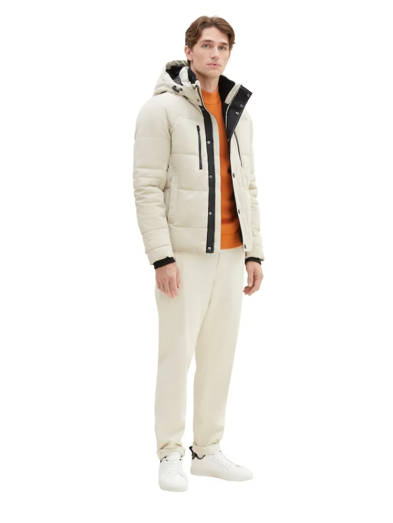 Pufferjacke mit abnehmbarer Kapuze beige alfalfa