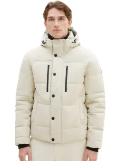 Pufferjacke mit abnehmbarer Kapuze beige alfalfa