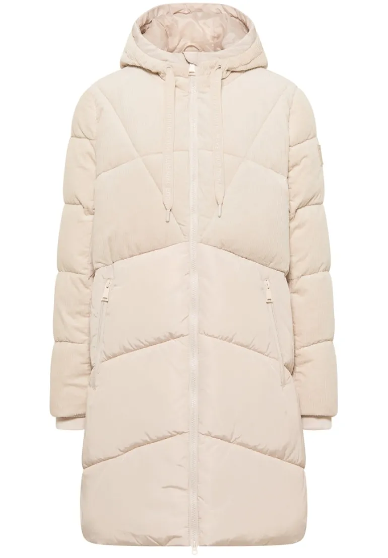 Puffer Mantel mit Cordmix teddy vanilla white