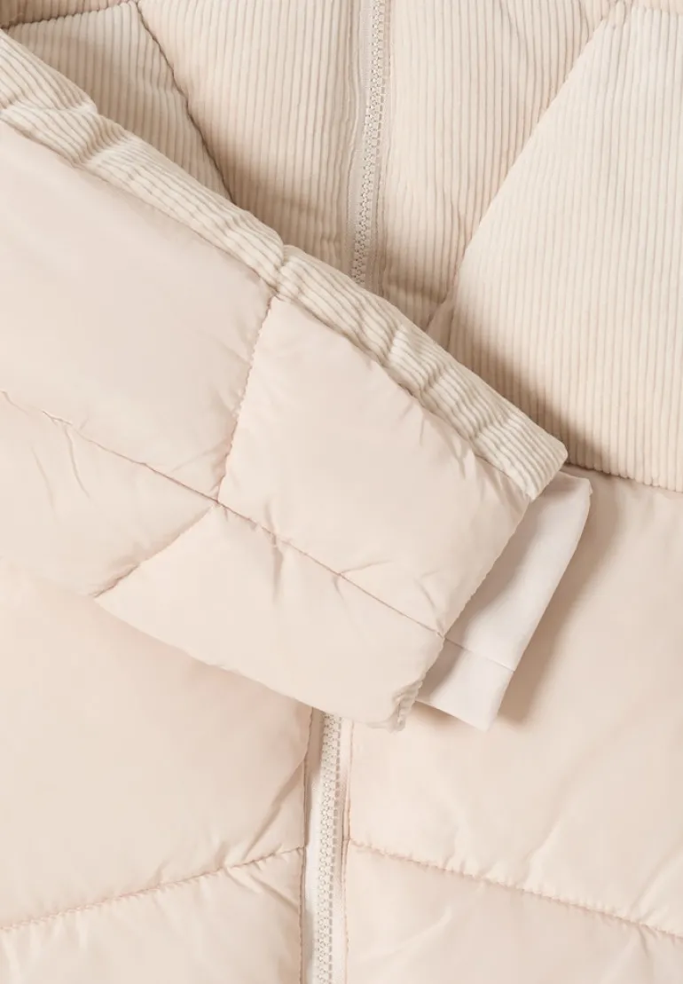Puffer Mantel mit Cordmix teddy vanilla white