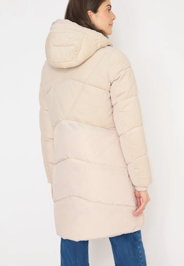 Puffer Mantel mit Cordmix teddy vanilla white