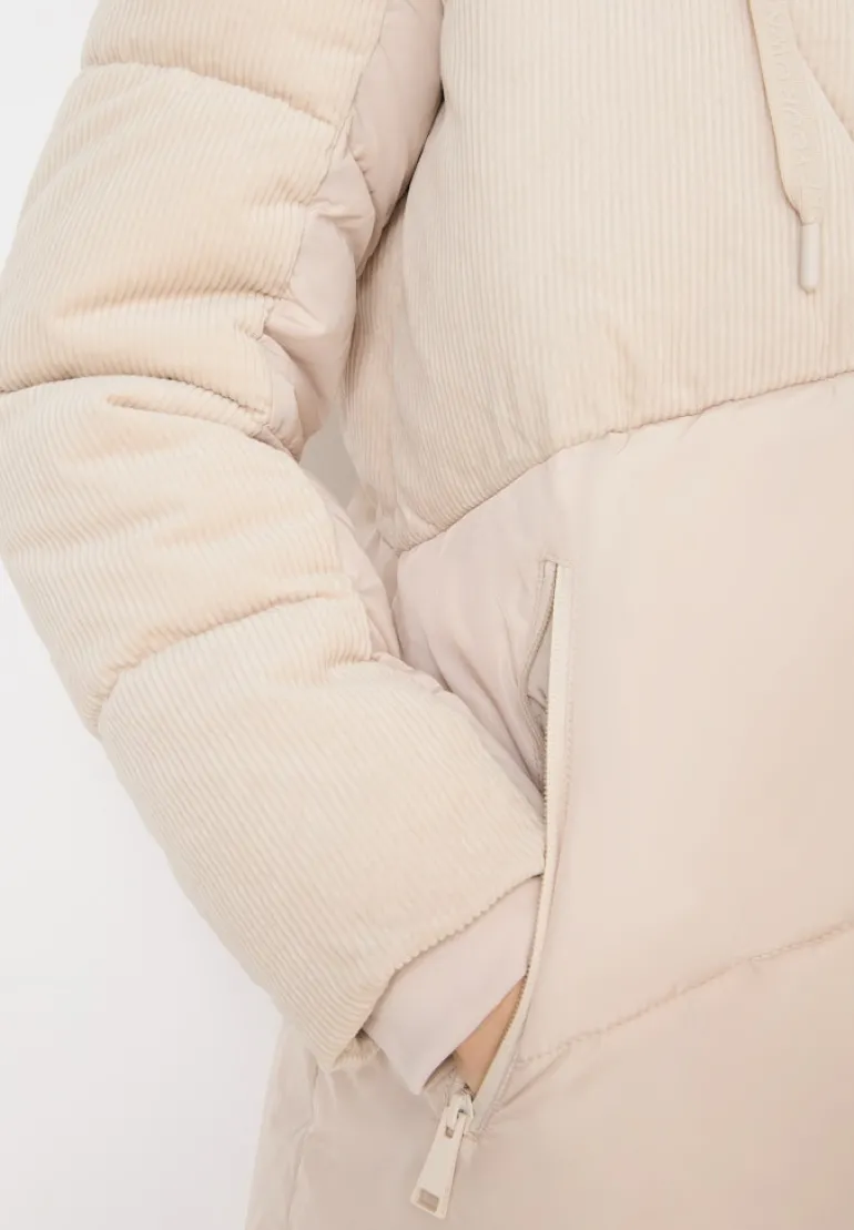Puffer Mantel mit Cordmix teddy vanilla white
