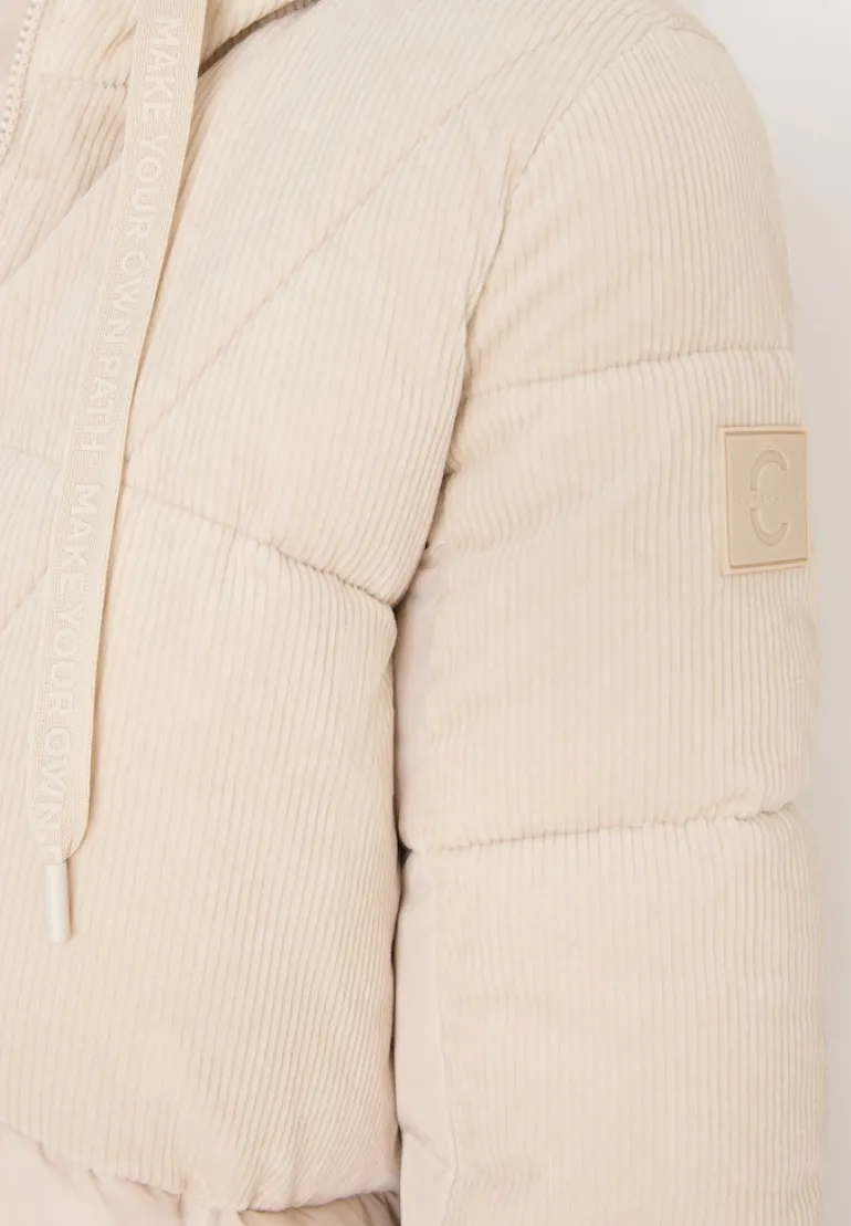 Puffer Mantel mit Cordmix teddy vanilla white