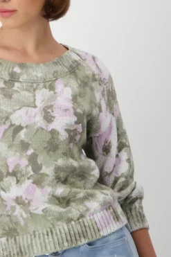 Pullover mit Blumenmuster sage gemustert